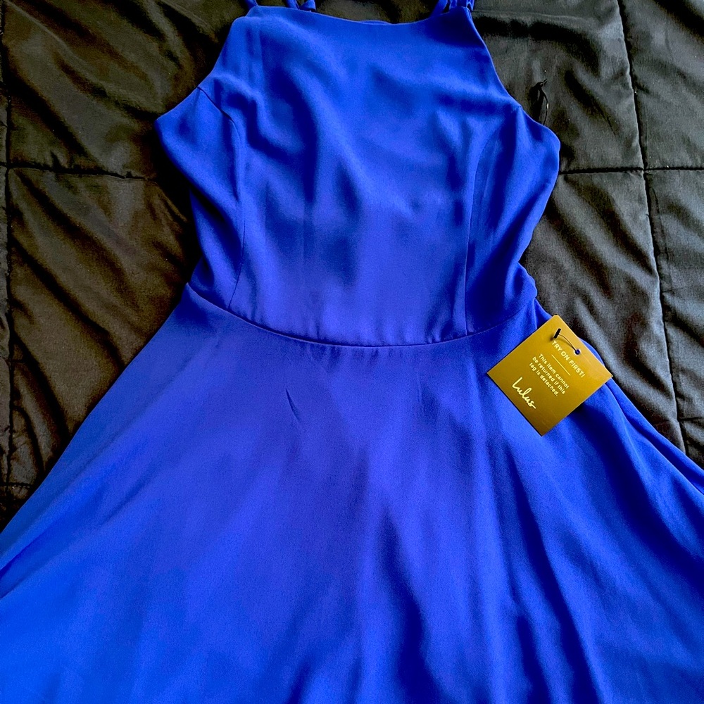 Backless Skater Dress Royal Blue